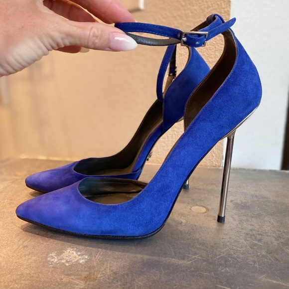 Monika Chiang Blue Suede Ankle Strap D’Orsay Pump - Picture 2 of 15